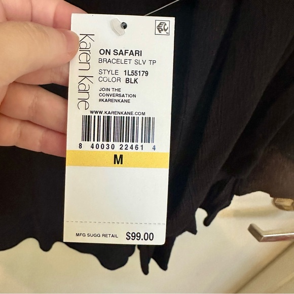 NWT! Karen Kane Black Long Sleeved Asymmetric Top Tunic Blouse in Women’s Medium - Picture 5 of 7